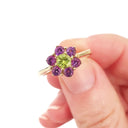 Amethyst and Peridot Flower Ring