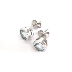 Aquamarine Bezel Set Earrings