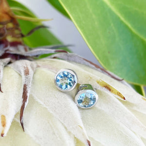 Aquamarine Bezel Set Earrings