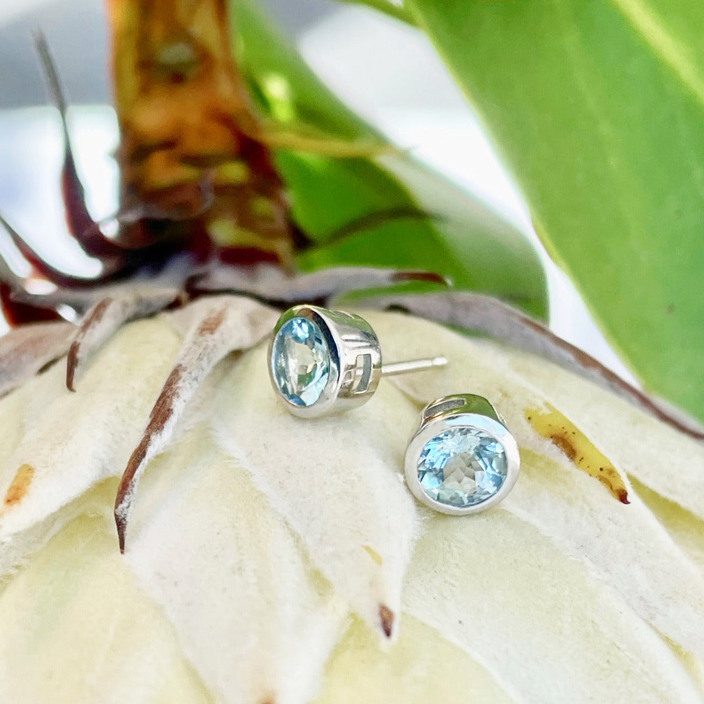 Aquamarine Bezel Set Earrings