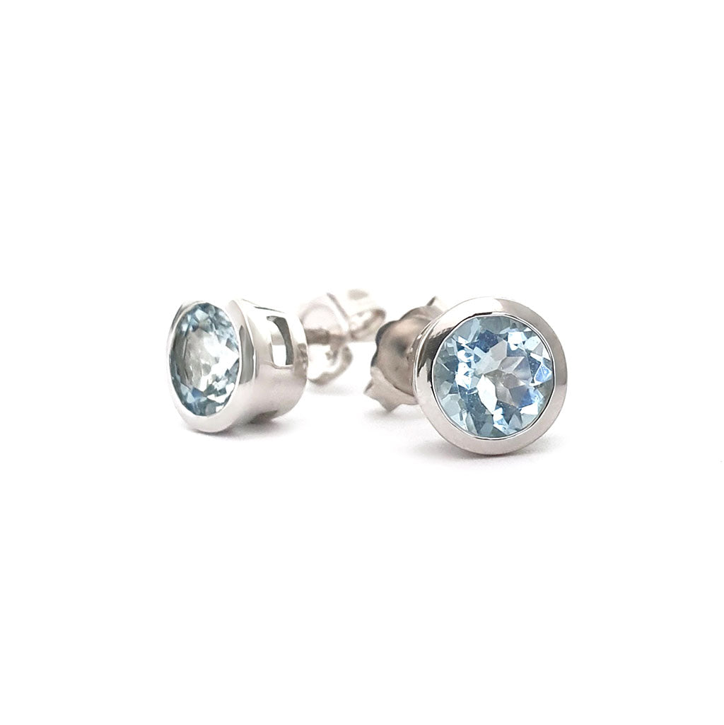 Aquamarine Bezel Set Earrings