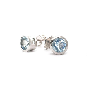 Aquamarine Bezel Set Earrings
