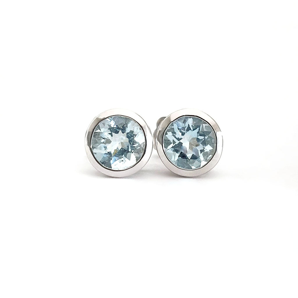 Aquamarine Bezel Set Earrings