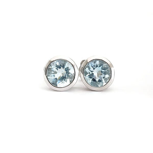 Aquamarine Bezel Set Earrings