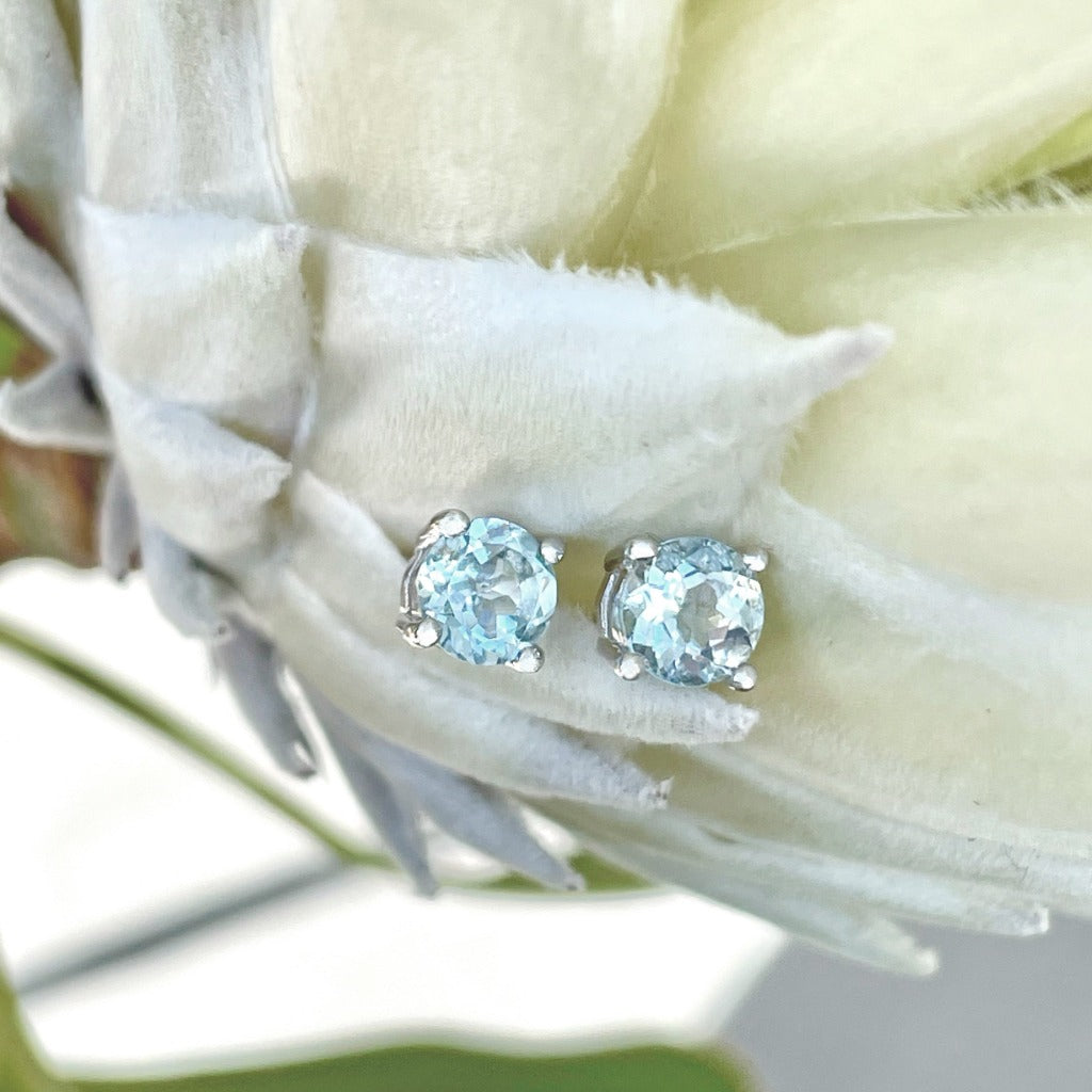 Aquamarine Four Claw Studs