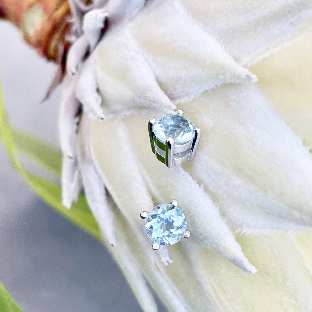 Aquamarine Four Claw Studs