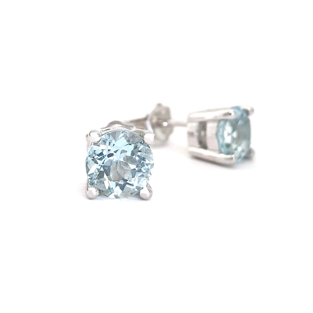 Aquamarine Four Claw Studs