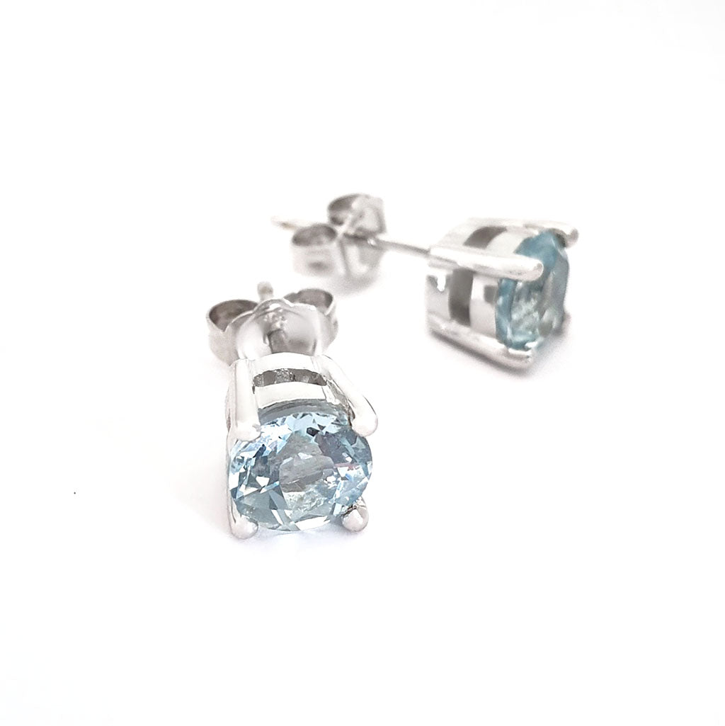 Aquamarine Four Claw Studs