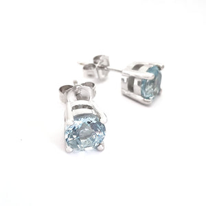 Aquamarine Four Claw Studs