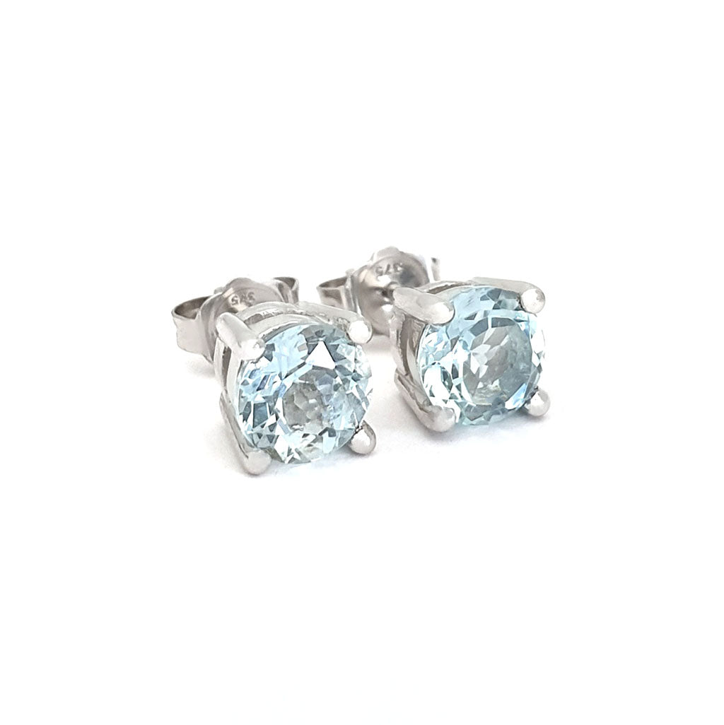 Aquamarine Four Claw Studs