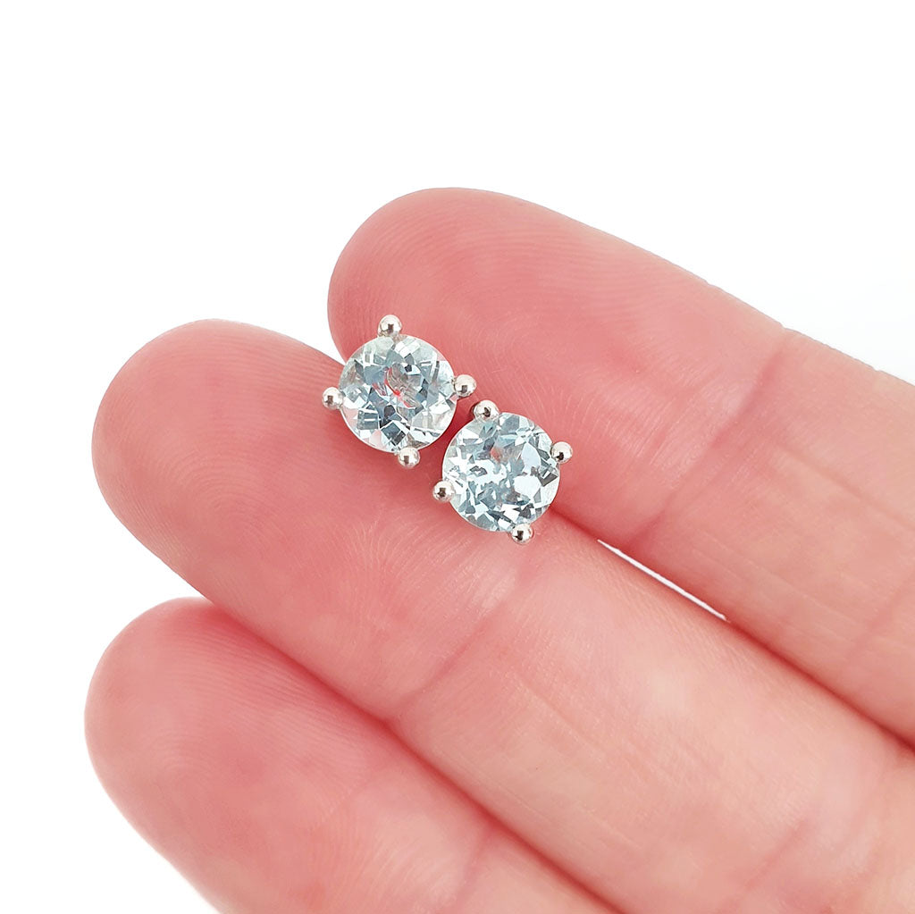 Aquamarine Four Claw Studs