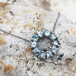 Aquamarine Halo Pendant