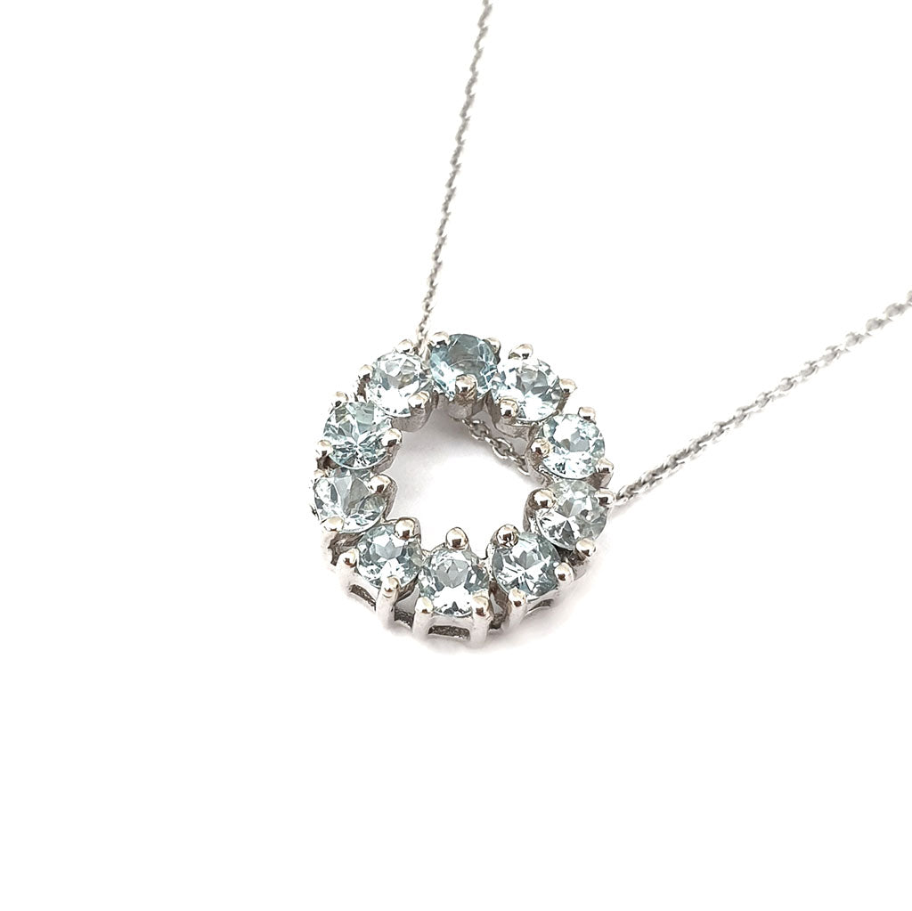  Aquamarine Halo Pendant