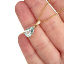 Aquamarine Pear Cut Yellow Gold Pendant