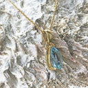 Aquamarine Pear Cut Yellow Gold Pendant