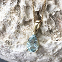 Aquamarine Pear Cut Yellow Gold Pendant