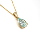 Aquamarine Pear Cut Yellow Gold Pendant