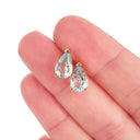  Aquamarine Pear Cut Yellow Gold Studs