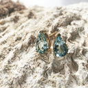 Aquamarine Pear Cut Yellow Gold Studs