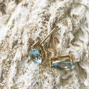 Aquamarine Pear Cut Yellow Gold Studs