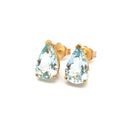  Aquamarine Pear Cut Yellow Gold Studs