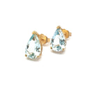  Aquamarine Pear Cut Yellow Gold Studs