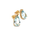  Aquamarine Pear Cut Yellow Gold Studs