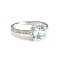 Aquamarine Round Cut Ring with Halo Diamond accents