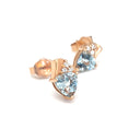 Aquamarine Trilliant Cut Studs with accent Diamonds