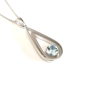  Aquamarine Water Droplet Pendant