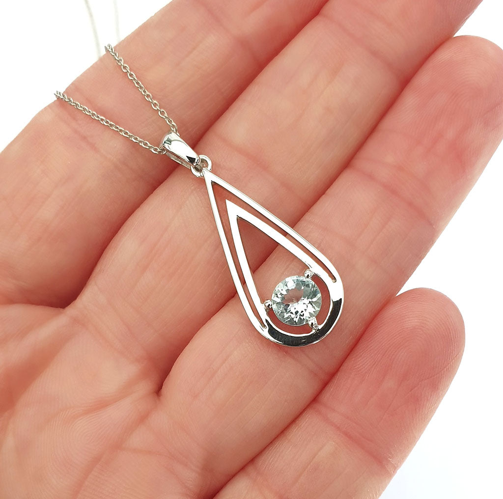 Aquamarine Water Droplet Pendant