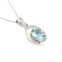   Aquamarine, Diamond & White Gold Oval Pendant