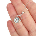   Aquamarine, Diamond & White Gold Oval Pendant