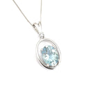   Aquamarine, Diamond & White Gold Oval Pendant