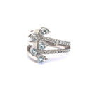 Aquamarine, Diamond and White Gold Multiband Ring
