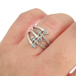 Aquamarine, Diamond and White Gold Multiband Ring