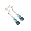 Aquamarine, Topaz and Six Diamond Drop Earrings