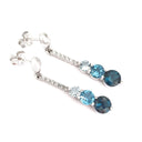 Aquamarine, Topaz and Six Diamond Drop Earrings
