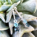 Aquamarine, Topaz and Six Diamond Drop Earrings