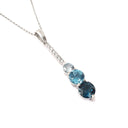 Aquamarine, Topaz and Six Diamond Drop Pendant