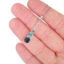 Aquamarine, Topaz and Six Diamond Drop Pendant