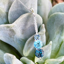 Aquamarine, Topaz and Six Diamond Drop Pendant