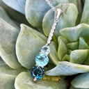 Aquamarine, Topaz and Six Diamond Drop Pendant