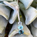 Aquamarine, Topaz and Six Diamond Drop Pendant