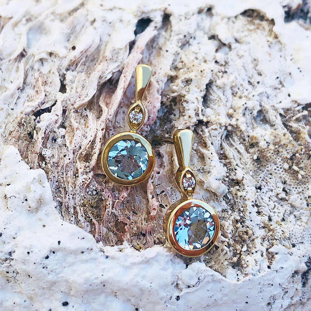 Aquamarine and Diamond Accent Earrings