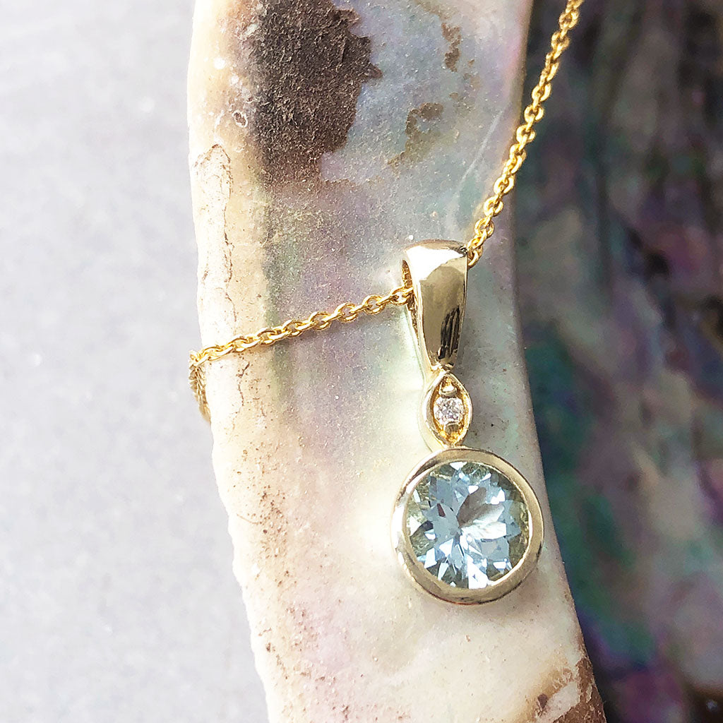 Aquamarine and Diamond Accent Pendant