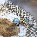 Four Claw Aquamarine Yellow Gold Studs