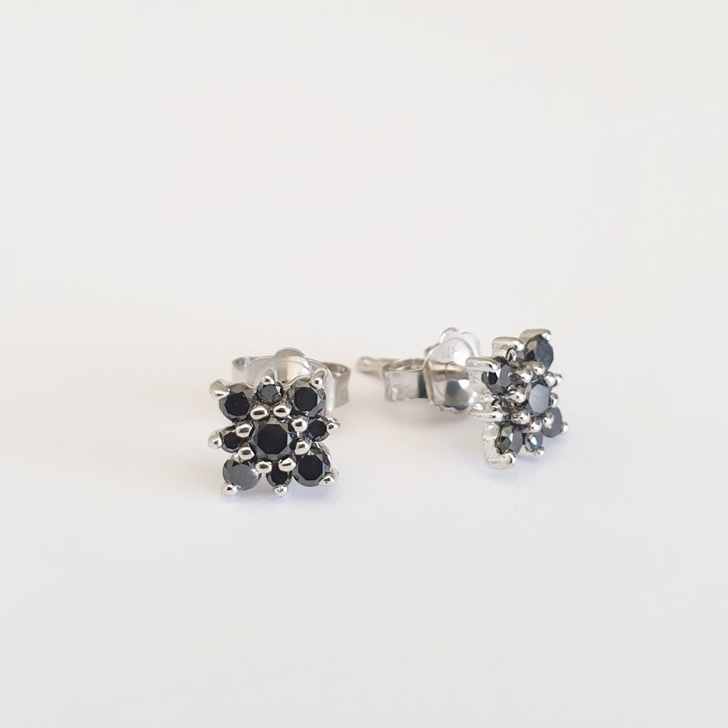 Black Diamond Floral Cluster Studs