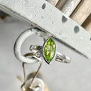 Bezel Set Marquise Peridot and Diamond Highlight Ring