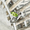 Bezel Set Marquise Peridot and Diamond Highlight Ring